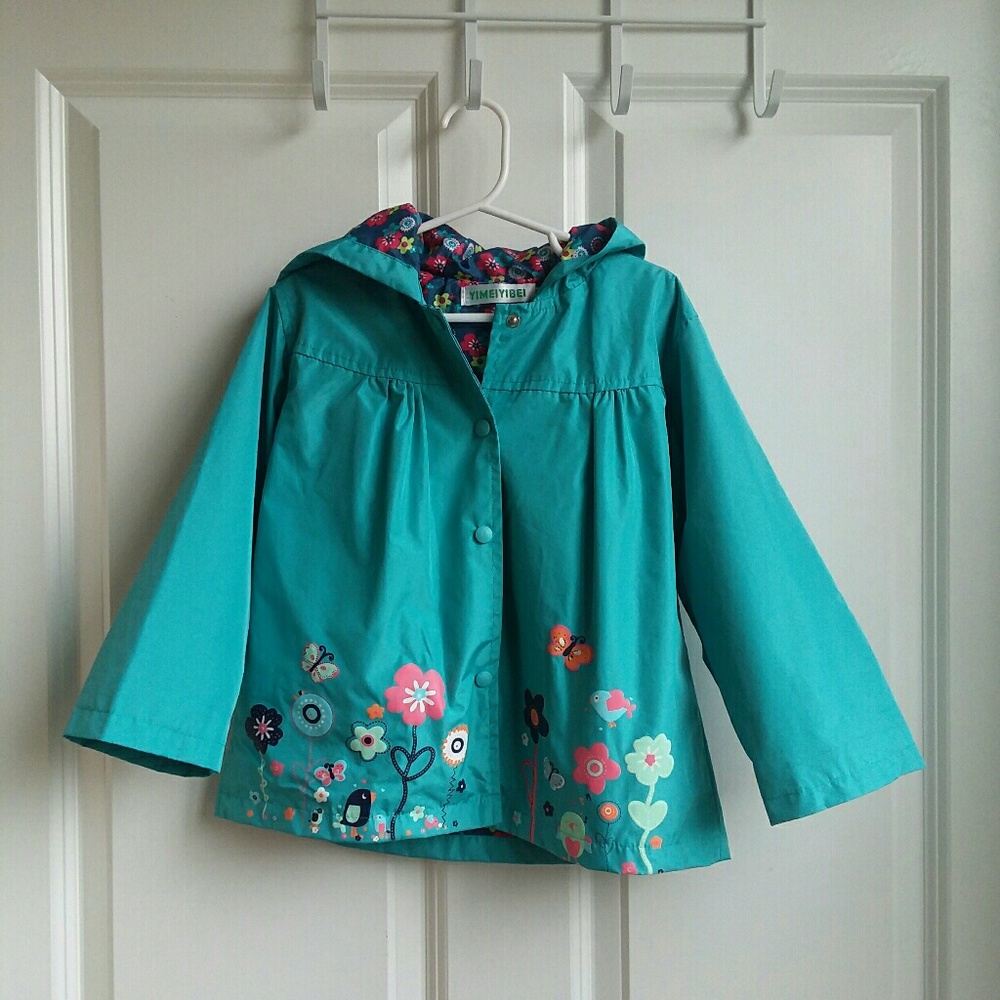2/$25 Easter Blue Floral Raincoat Rain Coat Jacket